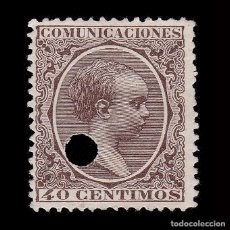 Sellos: ESPAÑA.TELÉGRAFOS.1889-9.ALFONSO XII.40C.TALADRO EDIFIL.223T.