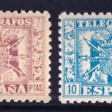 Francobolli: TELÉGRAFOS, 1940-42 EDIFIL Nº 83, 84, /**/, 4 PTS. CASTAÑO, 10 PTS AZUL, [SIN FIJASELLOS.]