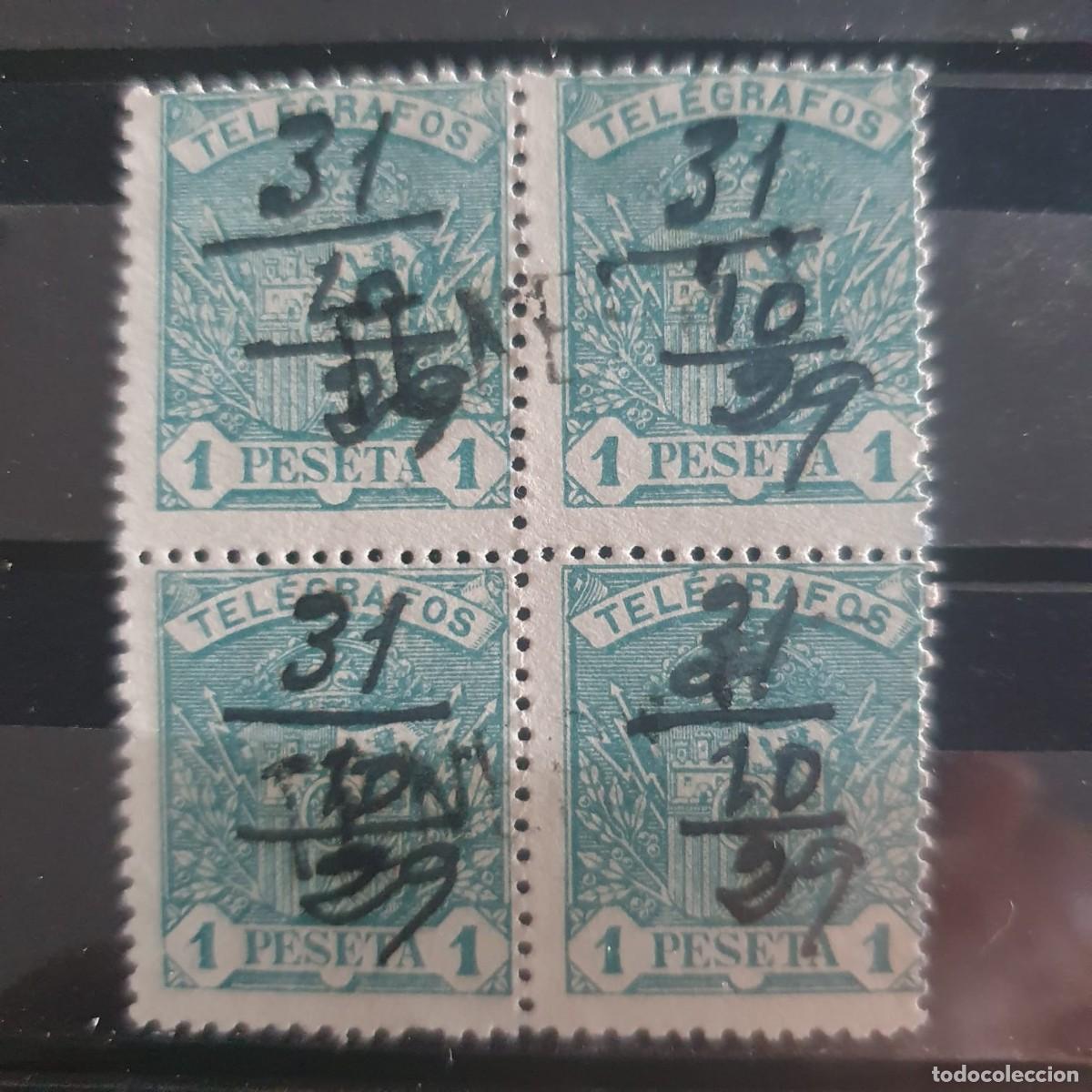 Francobolli: EDIFIL 60 USADO BLOQUE DE 4 TELEGRAFOS ESPA&Ntilde;A 1921