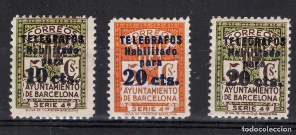 Francobolli: Oferta sellos Espa&ntilde;a TELEGRAFO Barcelona a&ntilde;o 1936/38 EDIFIL 10/12* en NUEVO v.c. 27 &euro;