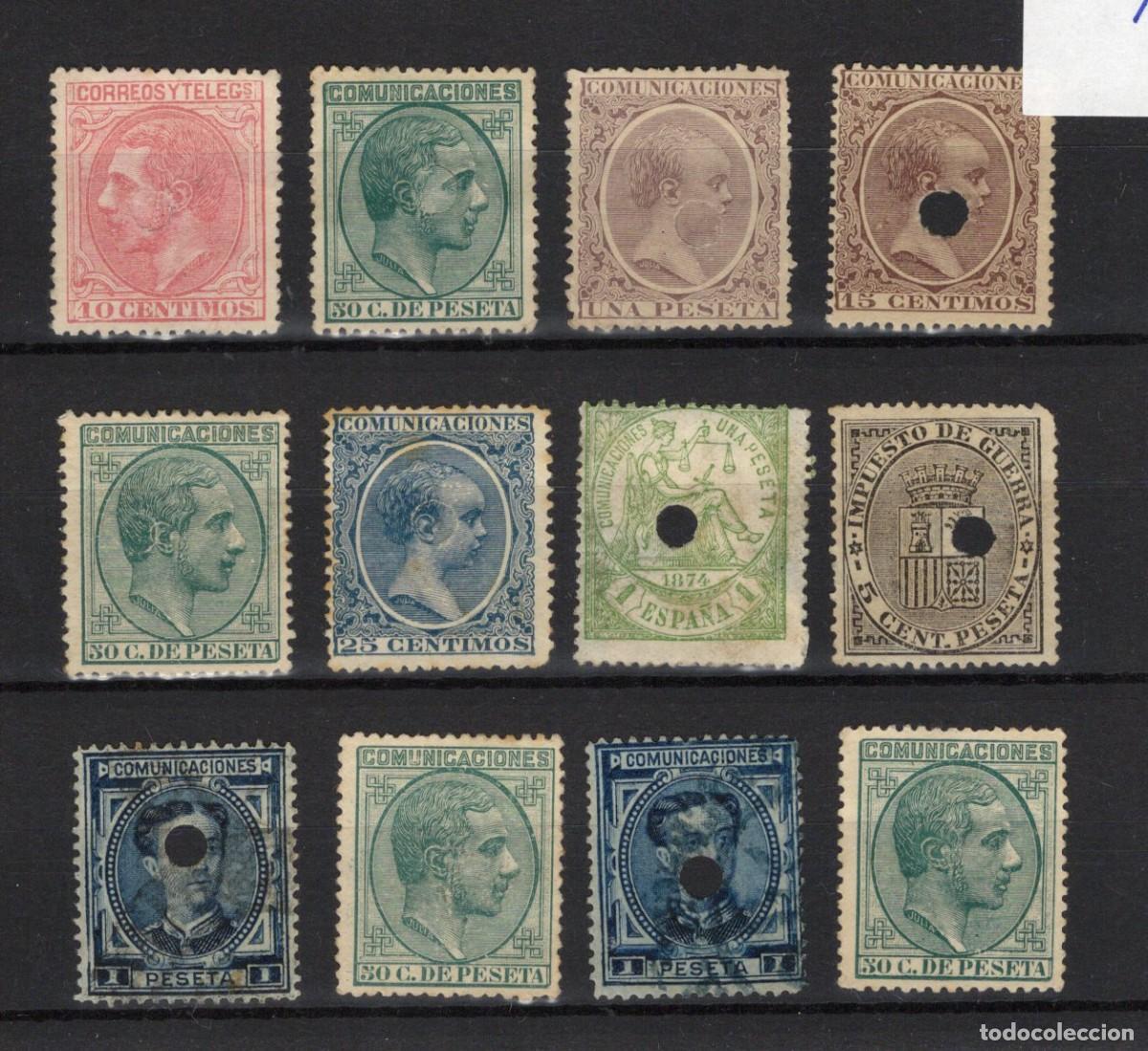 Francobolli: Oferta sellos Espa&ntilde;a TELEGRAFO a&ntilde;o 1870/99 doce sellos con y sin taladro