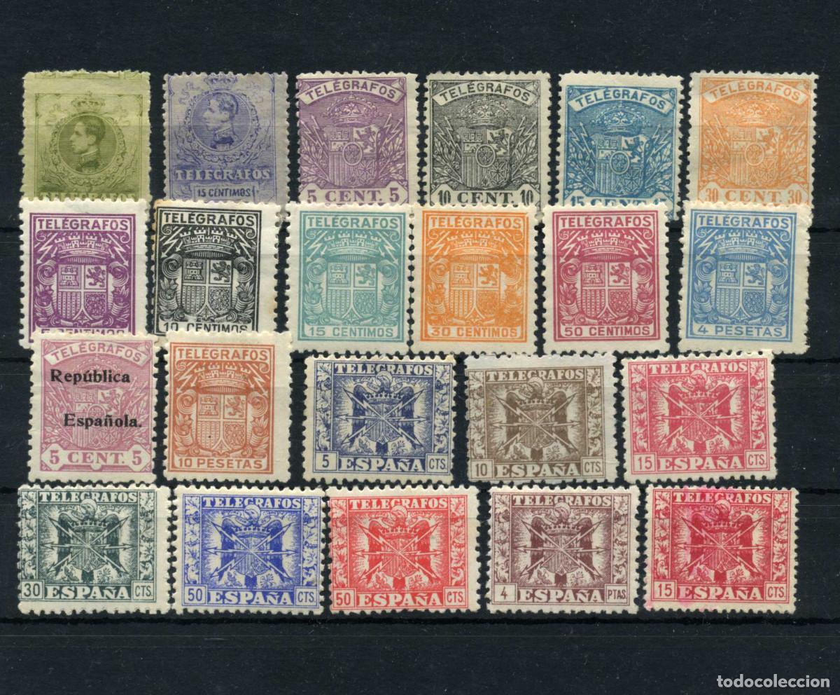 Francobolli: XS- TELEGRAFOS Espa&ntilde;a 1901-1949 Lote 22 sellos Nuevos CON fijasellos
