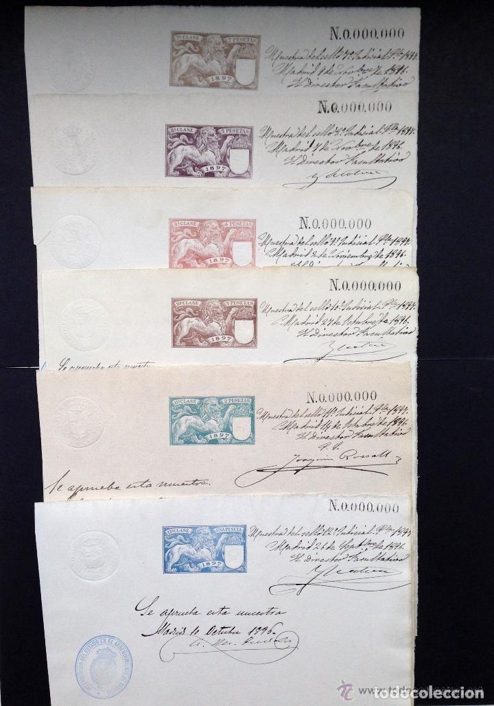 Sellos: ESPA&Ntilde;A.A&Ntilde;O 1897.FISCALES .MUESTRA N&ordm; 0.000.000.