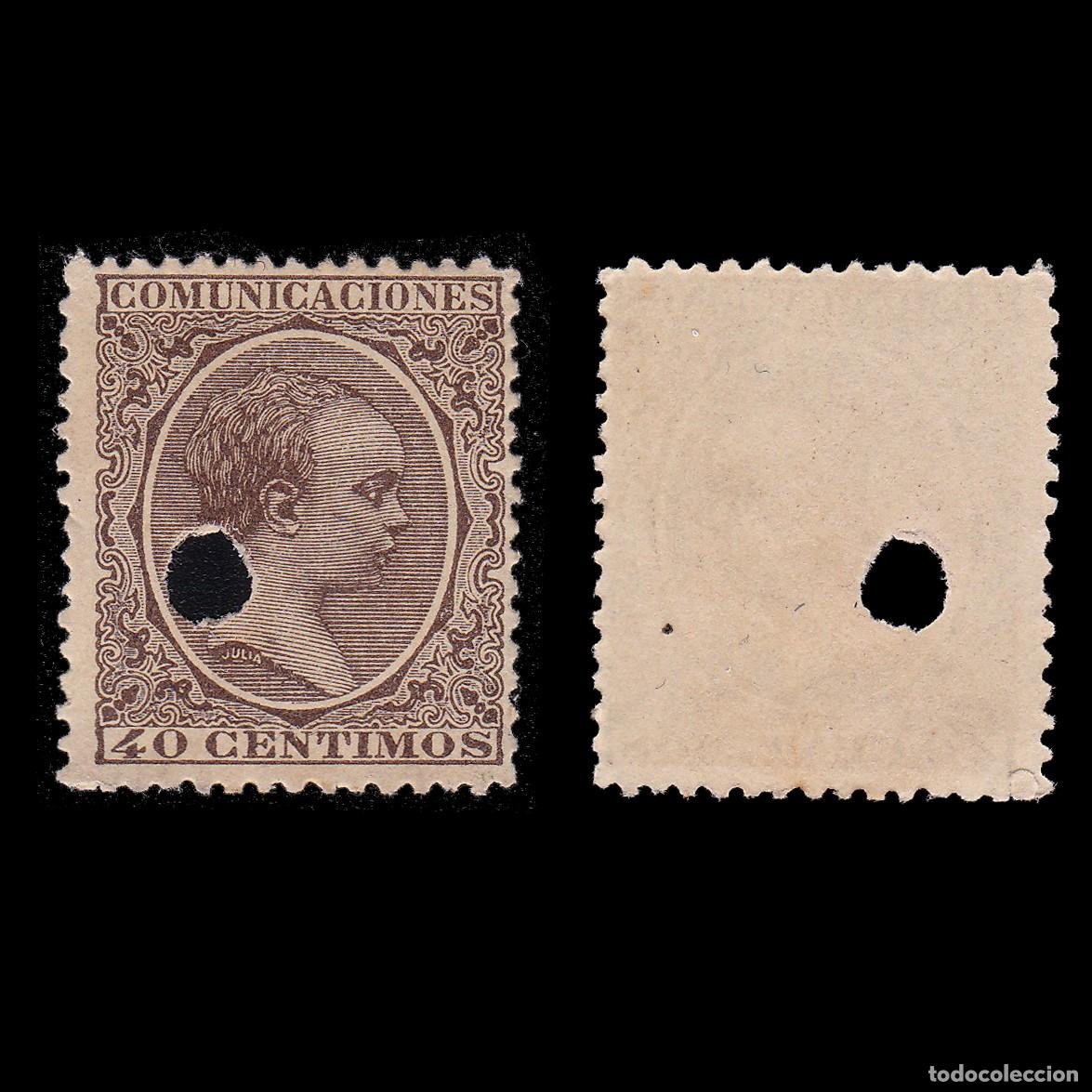 Sellos: Tel&eacute;grafos. Espa&ntilde;a. 1889-99. 40c. Usado Edifil. 223T. + Obsequio