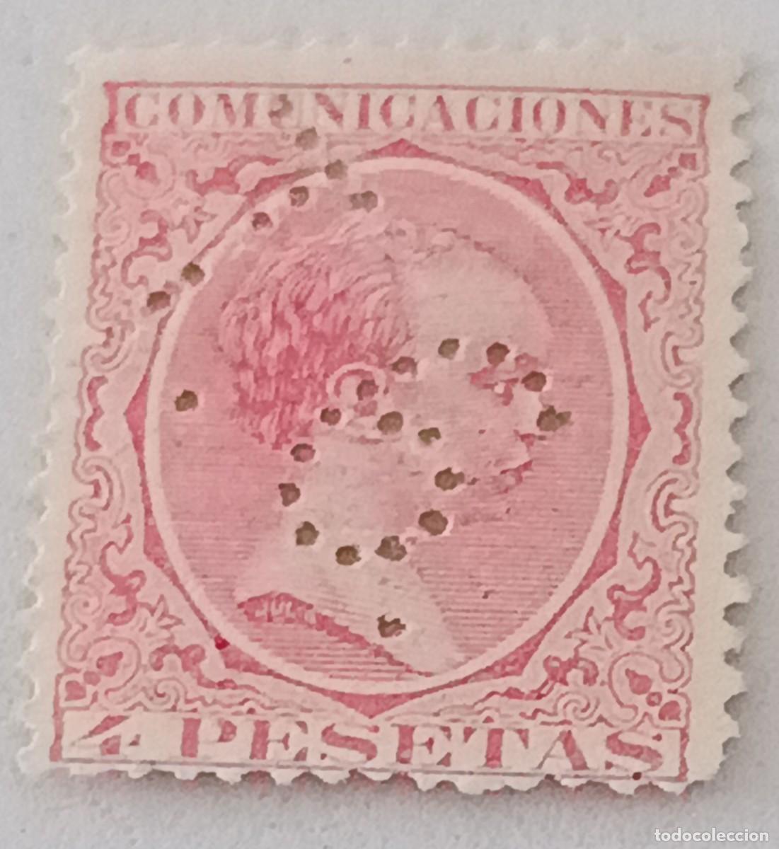 Timbres: Sello Espa&ntilde;a 1889-1901, edifil 227 taladrado, Alfonso XIII.