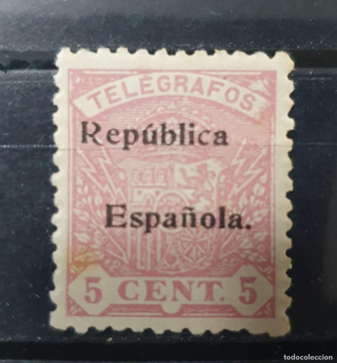 Sellos: TELEGRAFOS EDIFIL 63 * sobrecarga REPUBLICA ESPA&Ntilde;A 1931 MARQUILLA ROIG