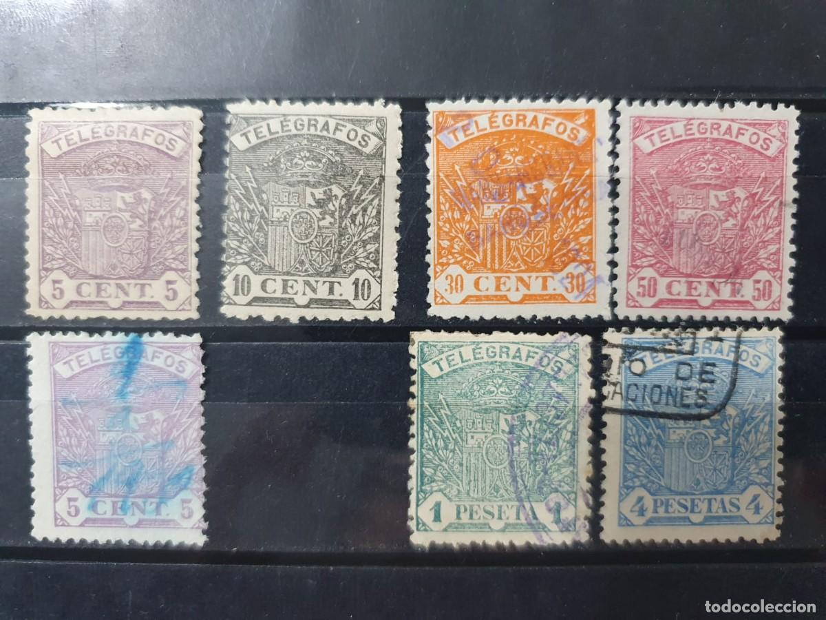Sellos: TELEGRAFOS EDIFIL 55* +56*+ 58 + 59 + 60 + 61 ESCUDO ESPA&Ntilde;A 1921