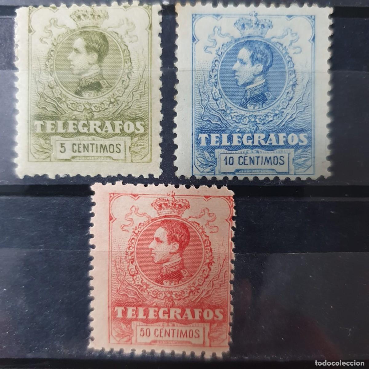Sellos: TELEGRAFOS EDIFIL 47 * + 48 * + 51 * ALFONSO XIII ESPA&Ntilde;A 1912