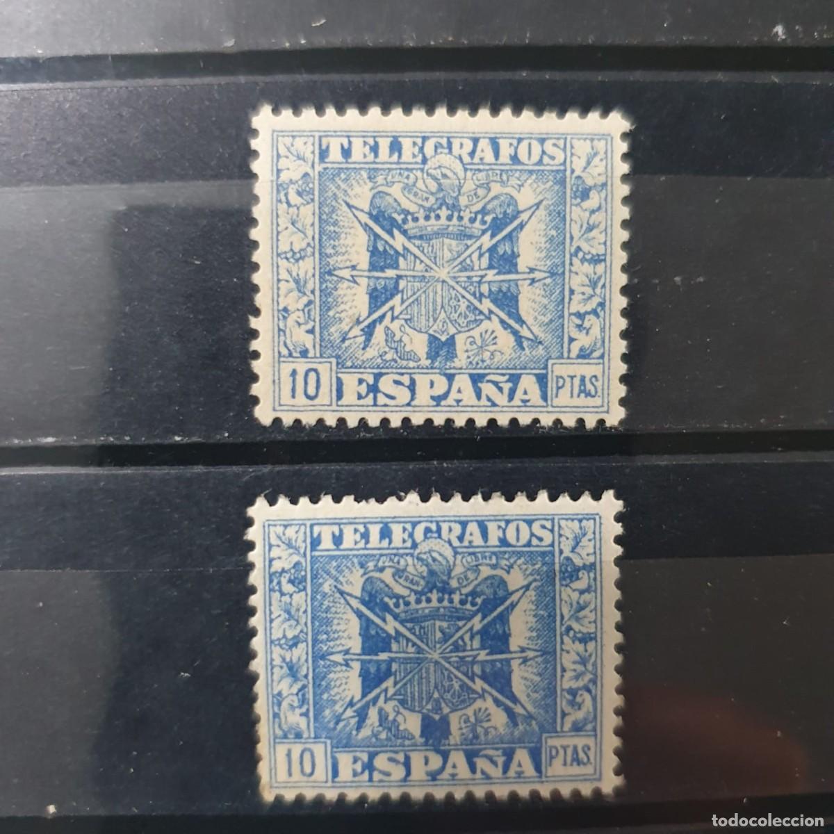 Sellos: TELEGRAFOS EDIFIL 84 * VARIACIONES COLOR ESPA&Ntilde;A 1940 10 PESETAS