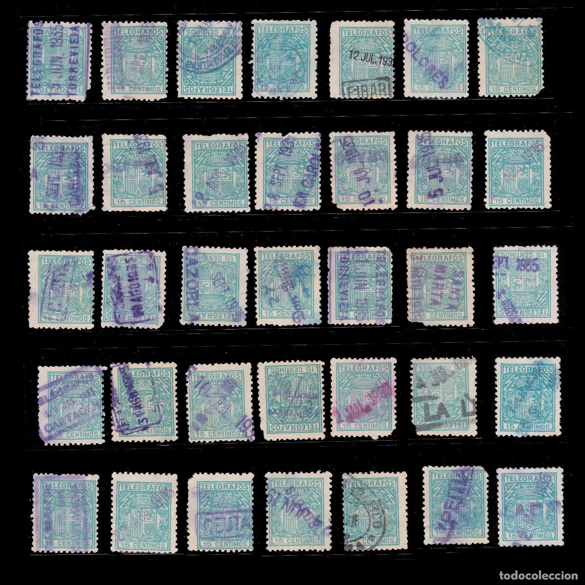 Sellos: TEL&Eacute;GRAFOS ESPA&Ntilde;A.1932-33. 35 X Matasello. EDIFIL 73 + OBSEQUIO.