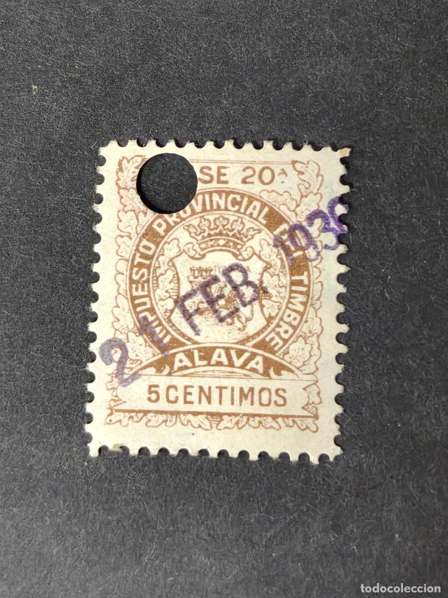 Sellos: Espa&ntilde;a sellos taxas Timbres 5 cts Diputacion ALAVA Edifil 39 a&ntilde;o 1926 sellos usado en telegrafos