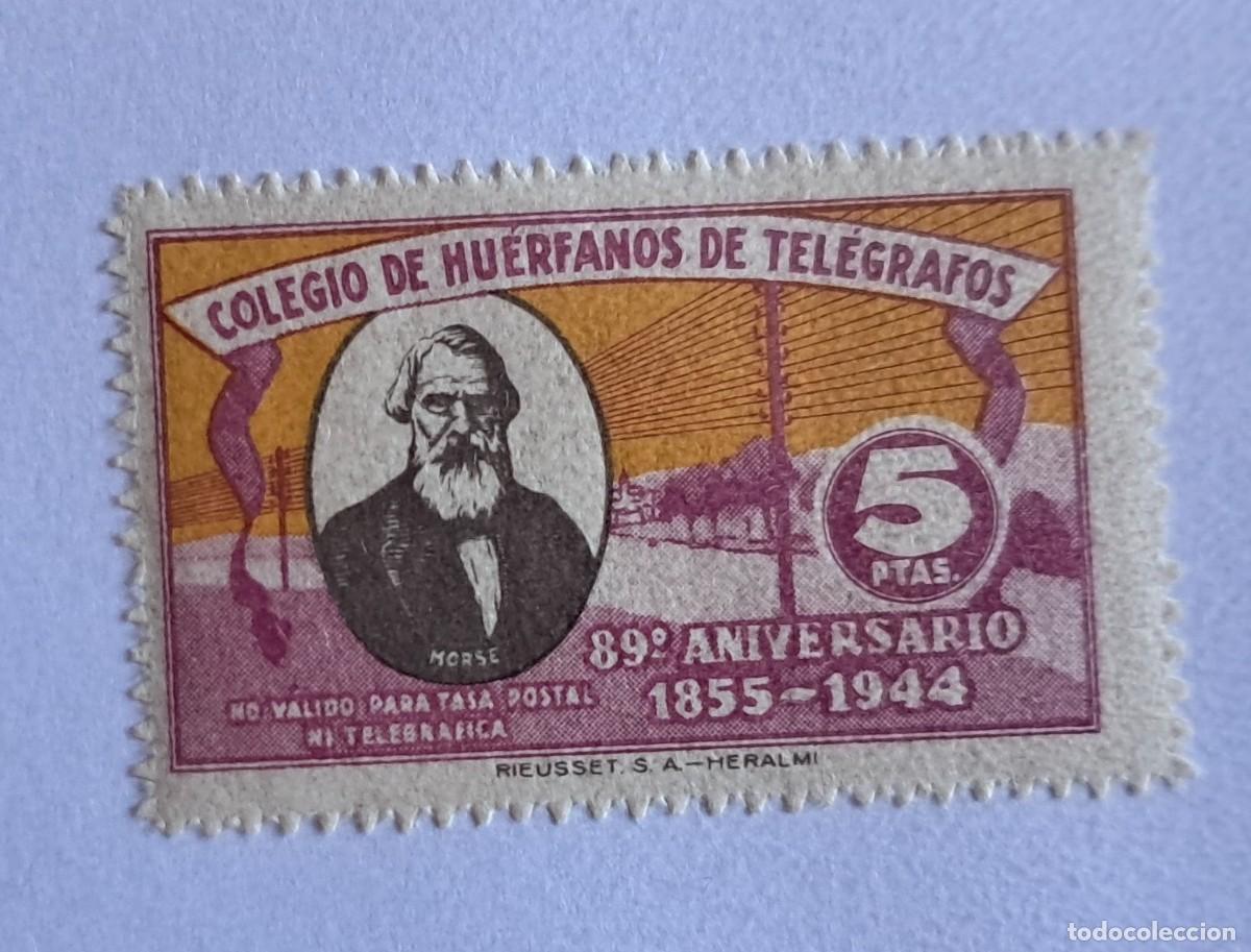 Stamps: COLEGIO DE HU&Eacute;RFANOS DE TEL&Eacute;GRAFOS - MORSE - 5 PESETAS.