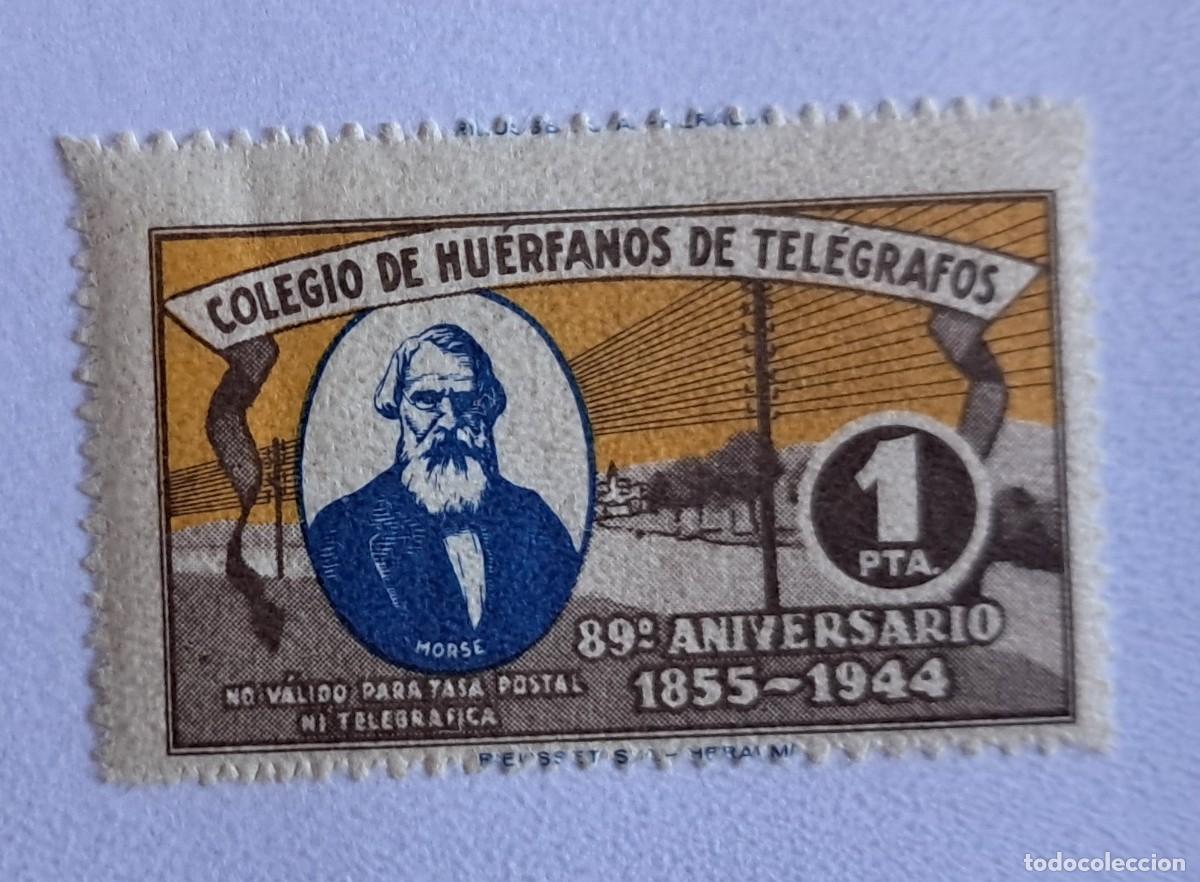 Sellos: COLEGIO DE HU&Eacute;RFANOS DE TEL&Eacute;GRAFOS - MORSE - 1 PESETA.