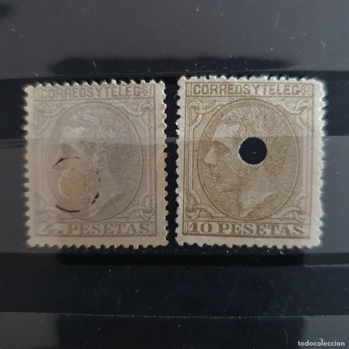 Briefmarken: TELEGRAFOS EDIFIL 208 T + 209 T ALFONSO XII ESPA&Ntilde;A 1879