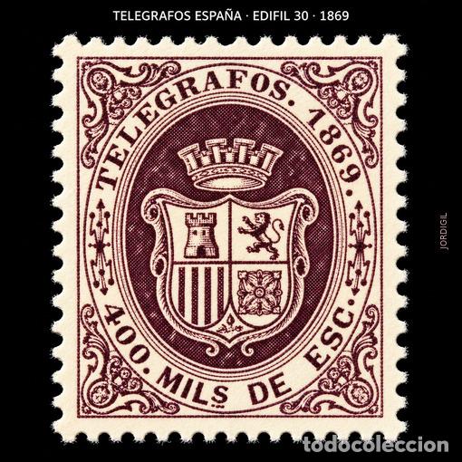 Sellos: Telegrafos Espa&ntilde;a &middot; 1869 &middot; Edifil 30