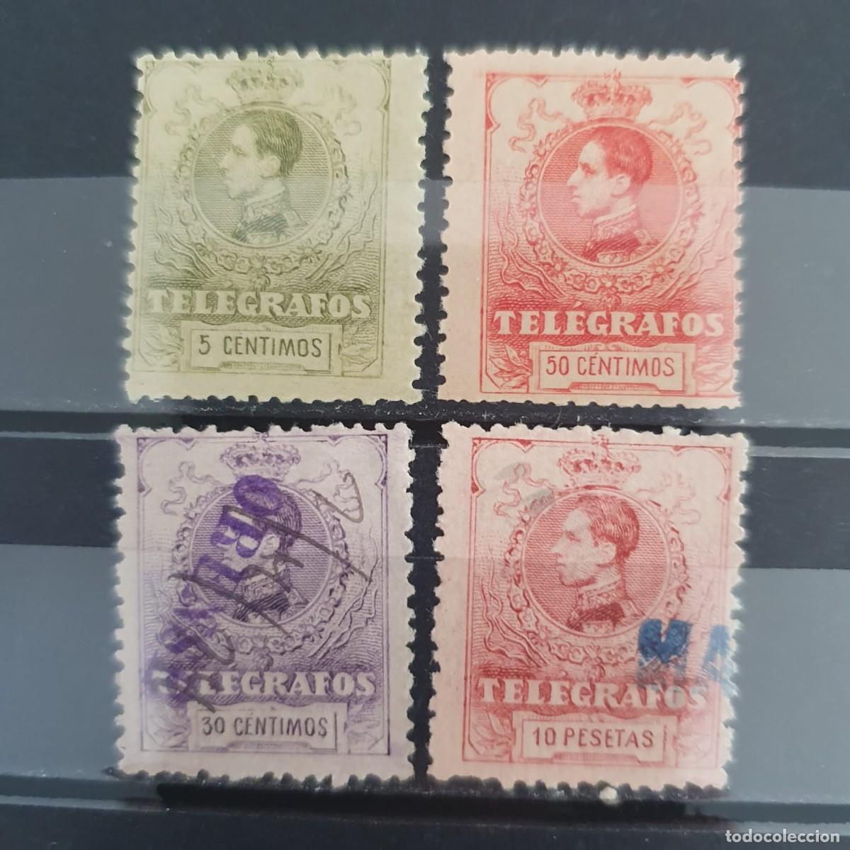Sellos: TELEGRAFOS EDIFIL 47 * + 51 ** + 50 + 54 ALFONSO XIII ESPA&Ntilde;A