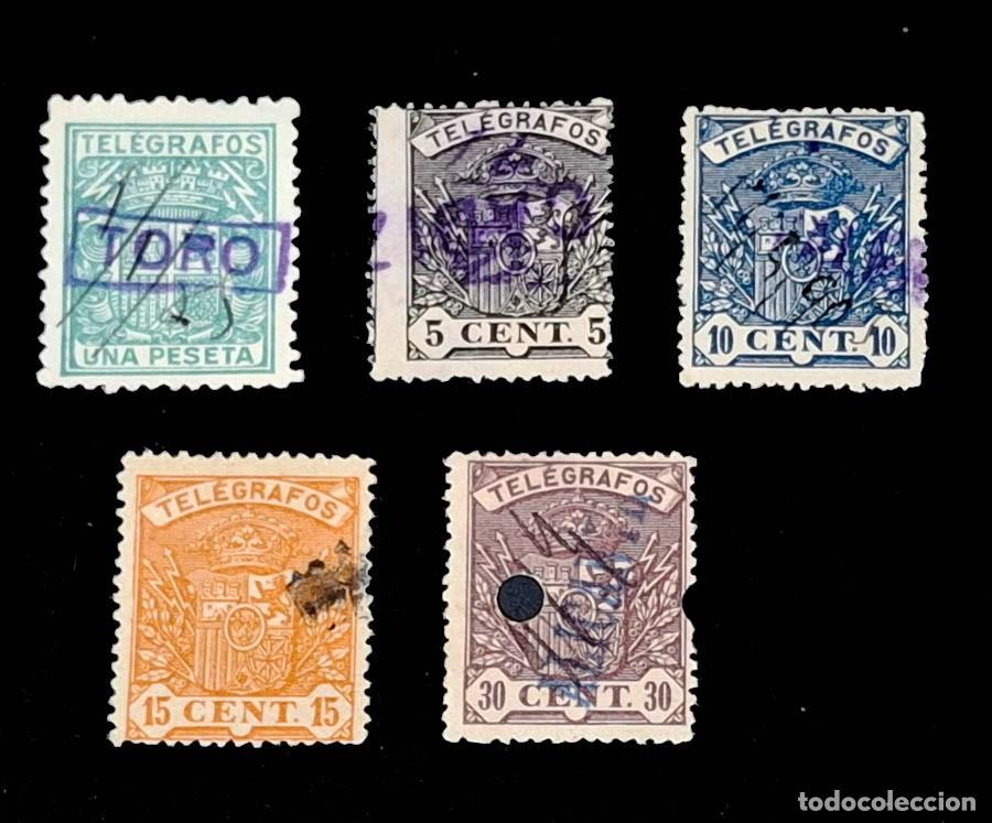 Briefmarken: 5 sellos Tel&eacute;grafos 1901
