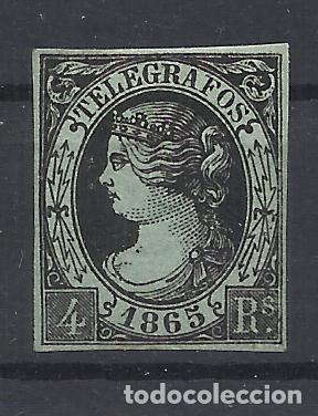 Sellos: isabel II TELEGRAFOS 1865 EDIFIL 6 NUEVO* VALOR 2022 CATALOGO 235.- EUROS