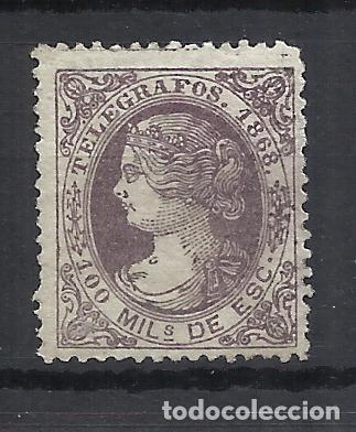 Sellos: isabel II TELEGRAFOS 1868 EDIFIL 21 NUEVO* VALOR 2022 CATALOGO 163.- EUROS