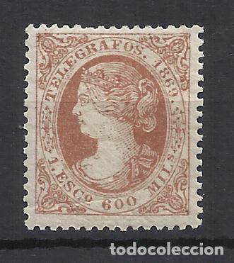 Sellos: isabel II TELEGRAFOS 1869 EDIFIL 28 NUEVO* VALOR 2022 CATALOGO 80.- EUROS