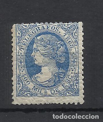 Sellos: isabel II TELEGRAFOS 1868 EDIFIL 22 NUEVO* VALOR 2022 CATALOGO 148.- EUROS