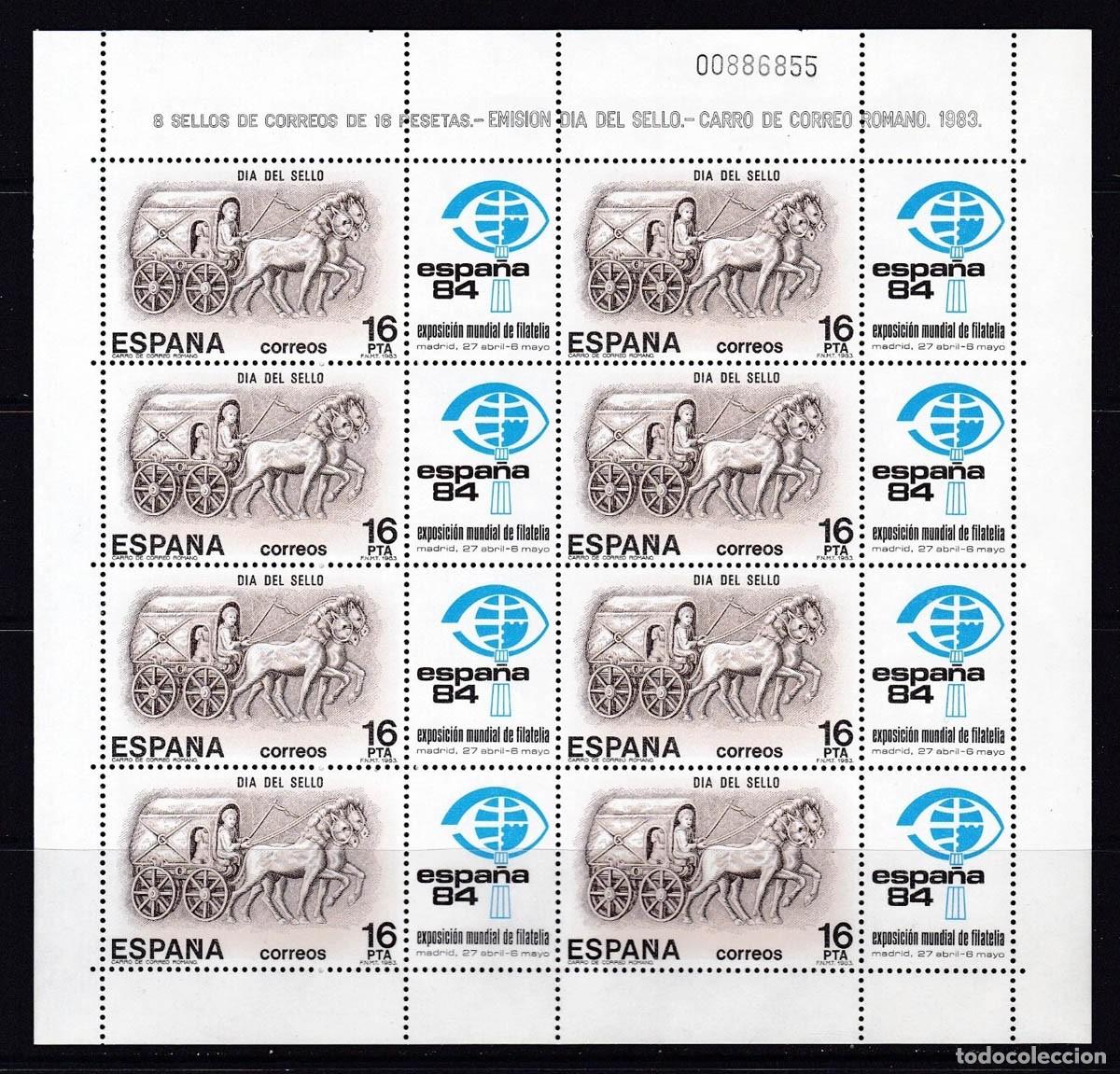 Sellos: Edifil pliego con 8 sellos 2719 nuevo sin charnela MNH ** 1983 D&iacute;a del Sello