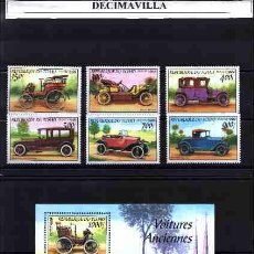 Sellos: TCHAD, COCHES, 1999, SERIE + HOJA-BLOQUE