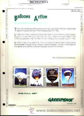 Sellos: GUYANA, GLOBOS, 4 VAL., GLOBOS AEROSTATICOS - Foto 1
