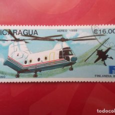 Sellos: NICARAGUA, 1988, HELICOPTERO, YVERT 1235 AEREO