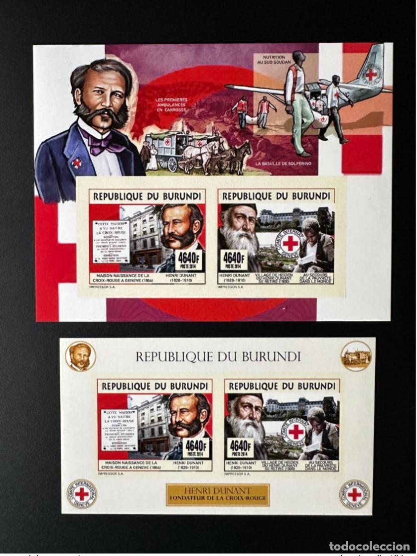 Stamps: Burundi 2014/2015 Mi. 3538 - 3539 Bl. 535 536 ND Imperf Dunant Cruz Roja