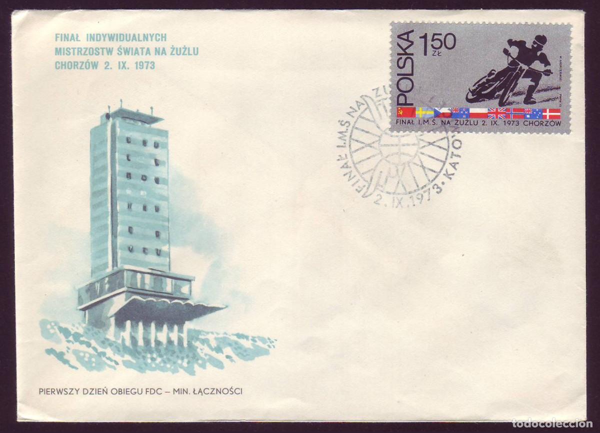 Sellos: FDC Polonia, 1973 | Speedway (Silesia, Chorz&oacute;w) | Yv: 2113 - Mi: 2273
