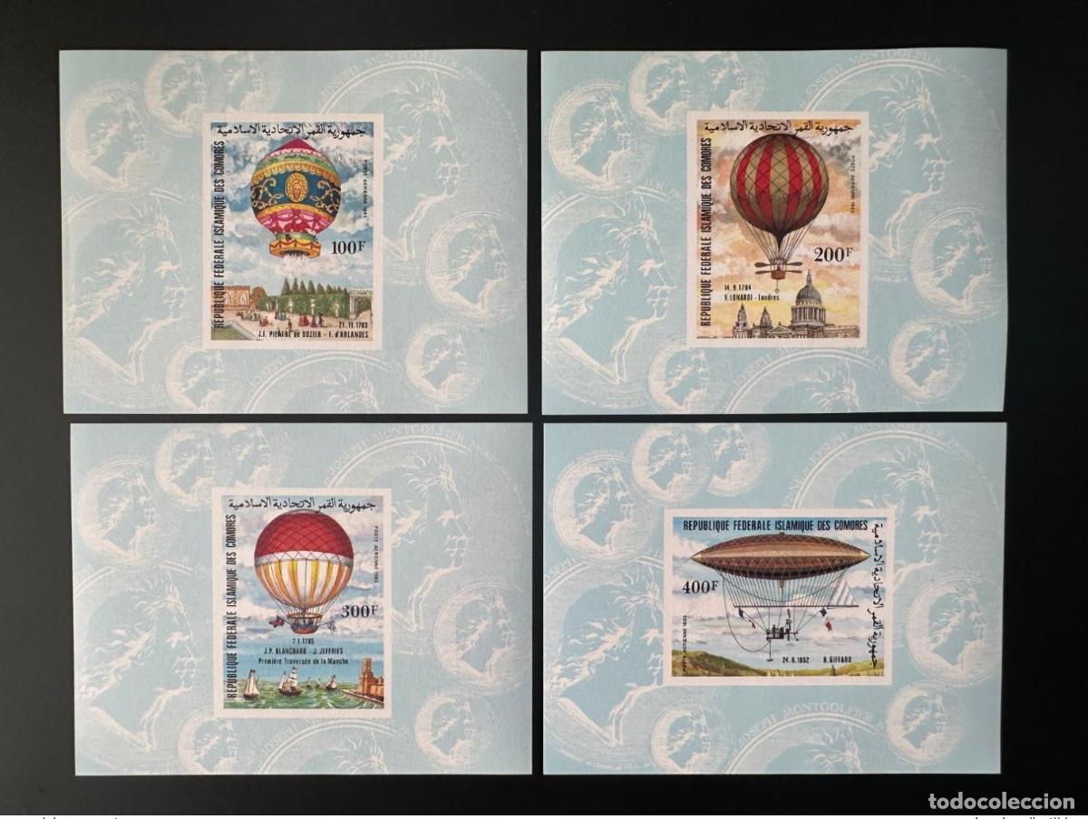 Sellos: Comoras 1983 Mi. 681 - 685 bloques de lujo ND IMPERF Balloons Globos aerost&aacute;ticos