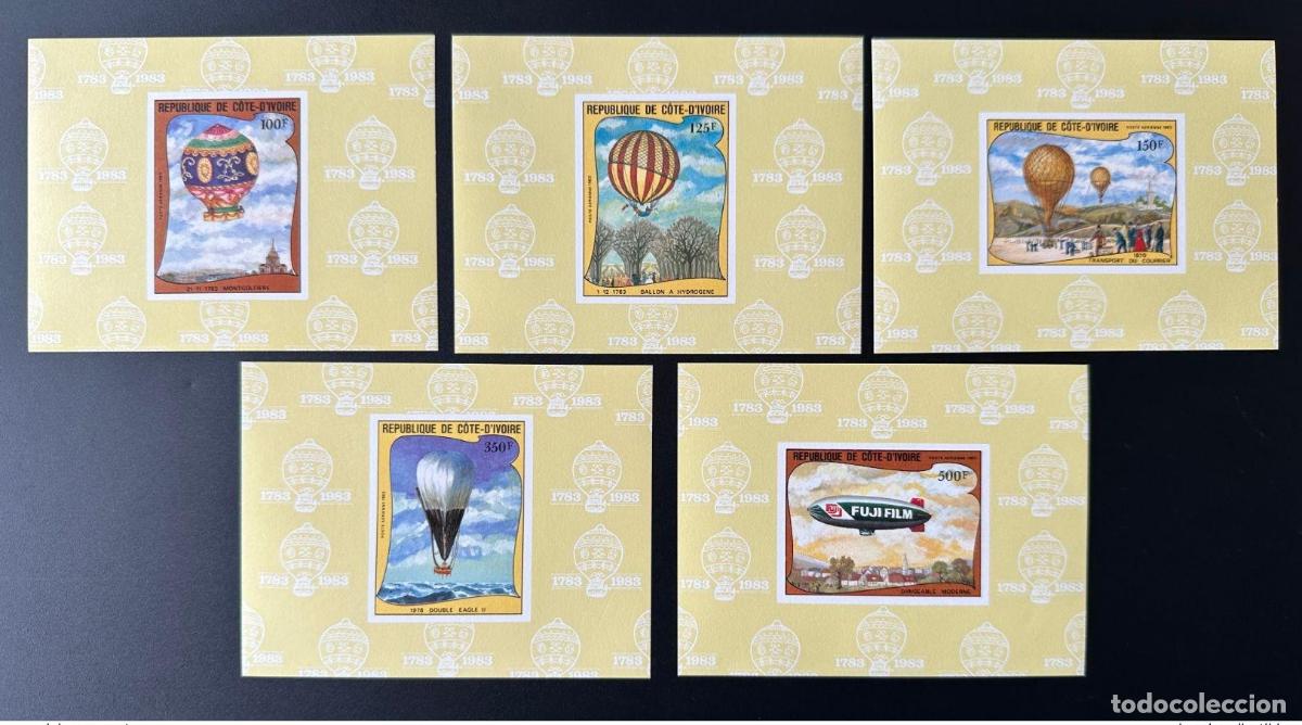 Sellos: Costa de Marfil 1983 Mi. 772 - 776 bloques lujo ND Balloons Globos aerost&aacute;ticos
