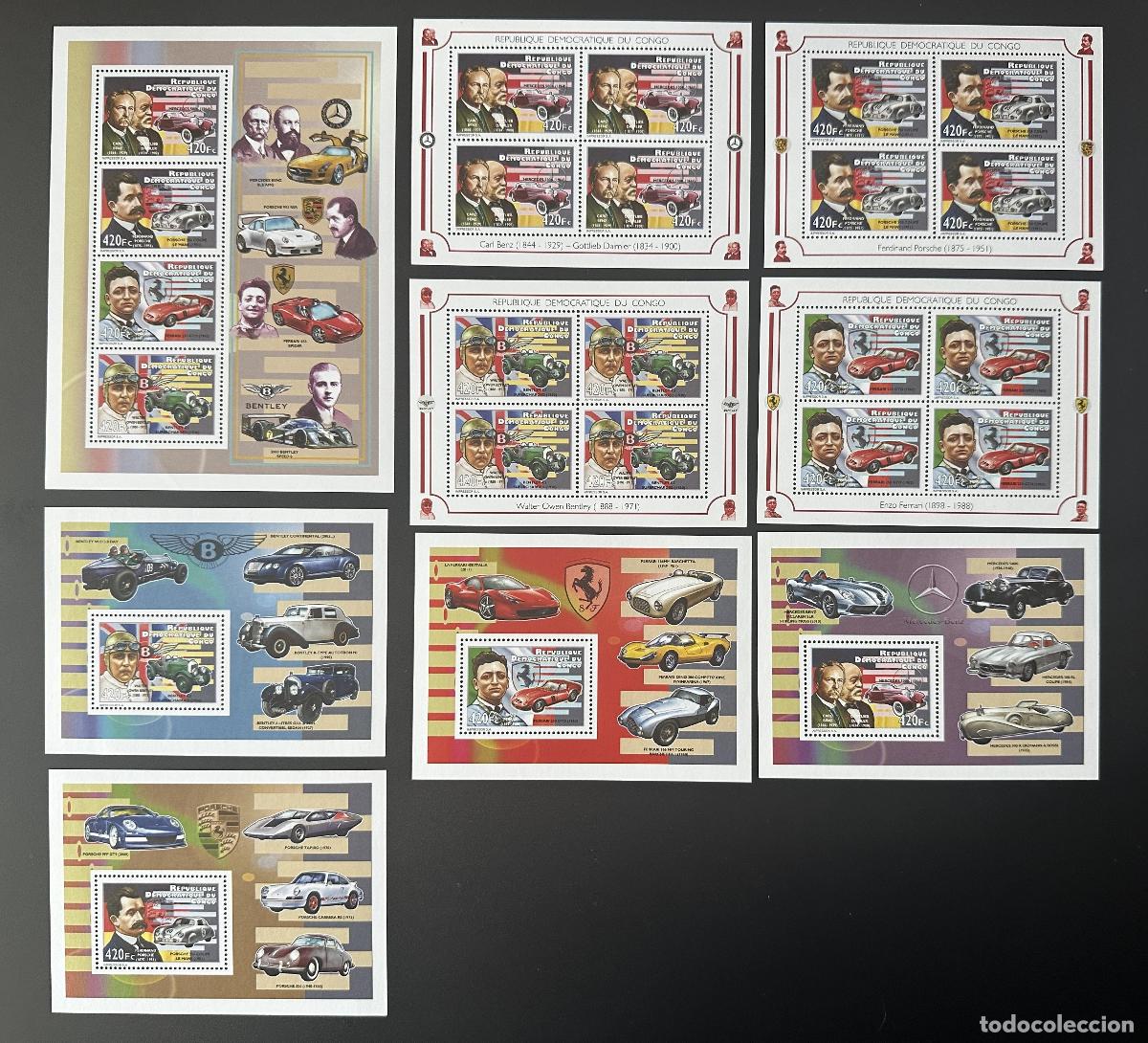 Sellos: Congo Kinshasa 2012 Mi. 2139 - 2142 Klb. Bl. Coche Porsche Mercedes Bentley