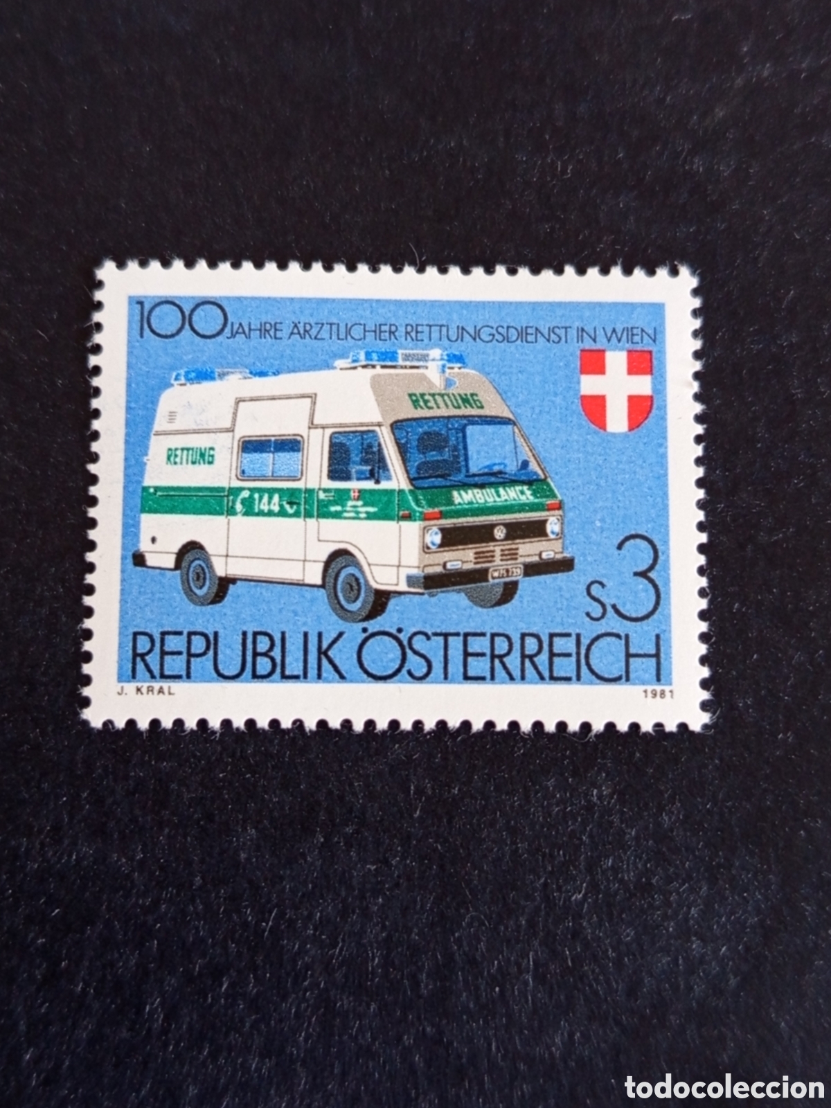 Sellos: AUSTRIA, 1982. Servicio M&eacute;dico de Urgencia. Ambulancia. Yvert 1523. Pedido m&iacute;nimo 3 &euro;. Ver fotos.