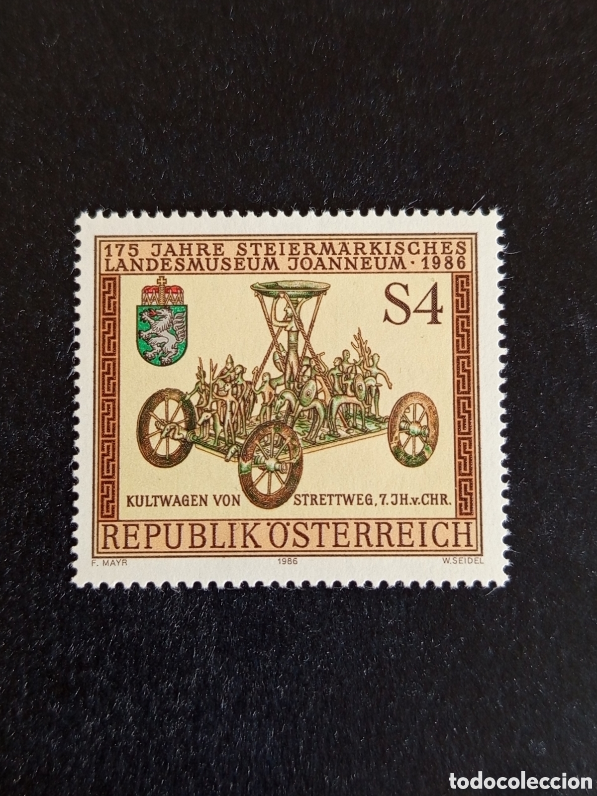 Sellos: AUSTRIA, 1986. Museo de Styria. Carro Joanneum. Yvert 1697. Pedido m&iacute;nimo 3 &euro;. Ver fotos.