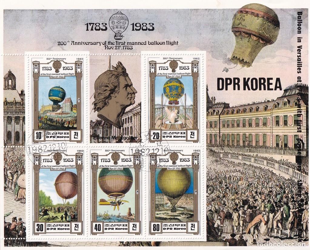 Sellos: HB Corea del Norte 1982 DPR Globos / II Centenario de los vuelos tripulados - Hermanos Montgolfier