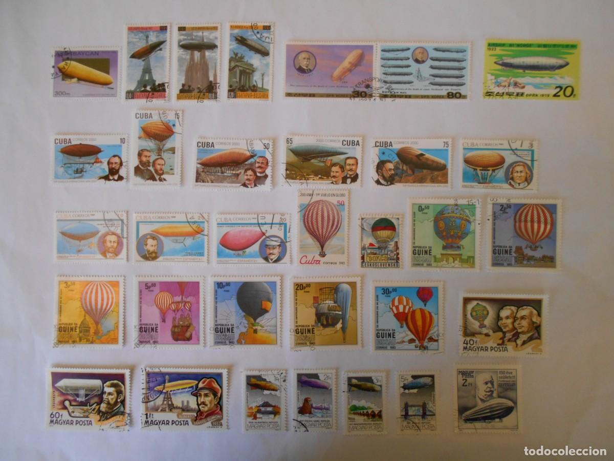 Sellos: GLOBOS Y ZEPPELINES-LOTE 70 SELLOS DIFERENTES-VARIOS PA&Iacute;SES