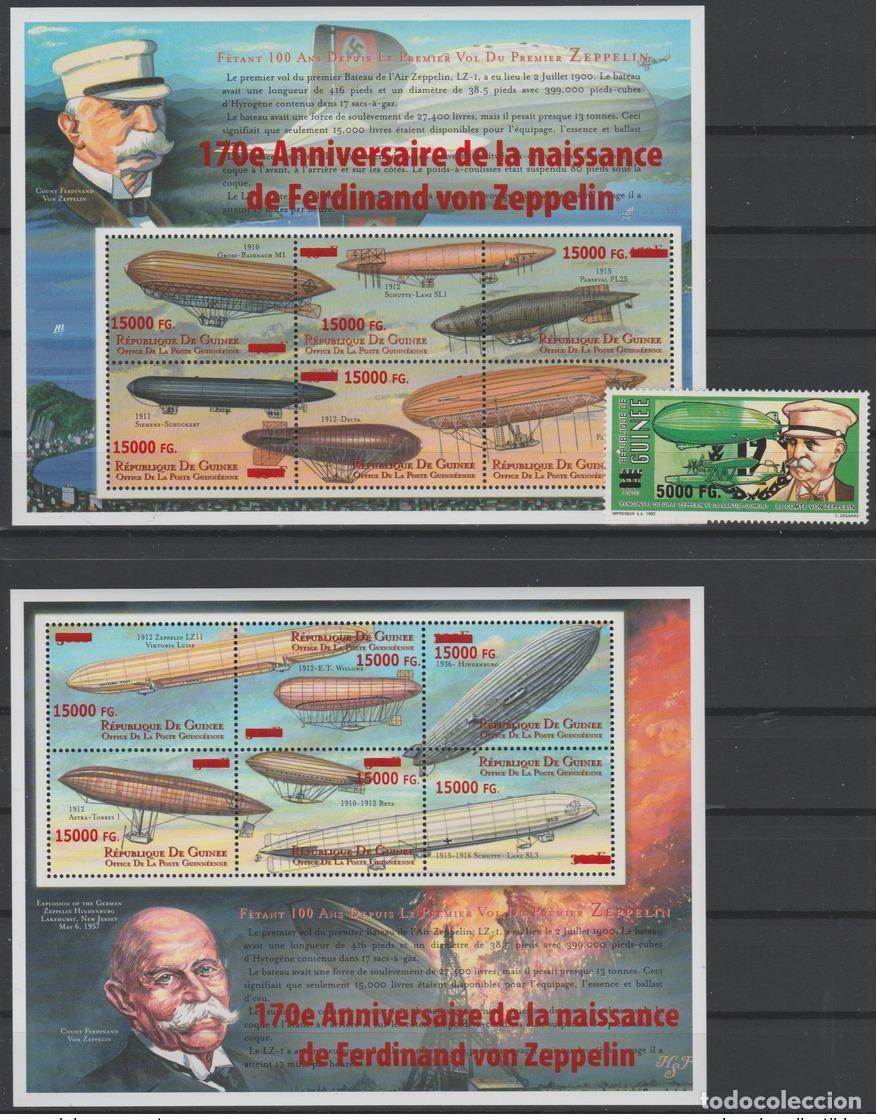 Selos: Guinea 2008 Mi. 6311 6313-24 Sobrecargado Ferdinand von Zeppelin 170 cumplea&ntilde;os