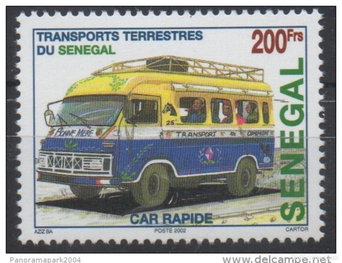 Sellos: Senegal 2002/2004 - 200 F Car Rapide Bus Transporte terrestre Nuevo ** MNH RARO