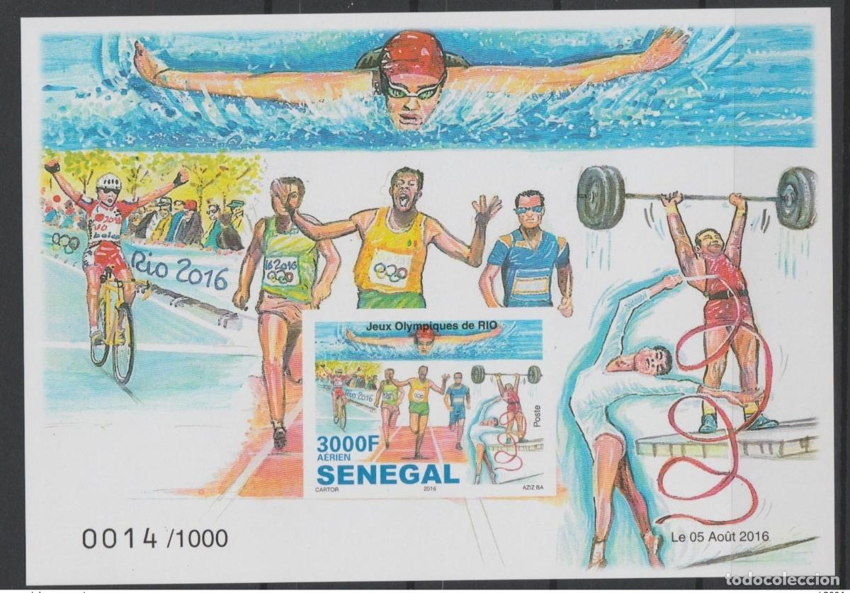 Briefmarken: Senegal 2016 IMPERF NON LACED Juegos Ol&iacute;mpicos de R&iacute;o Janeiro