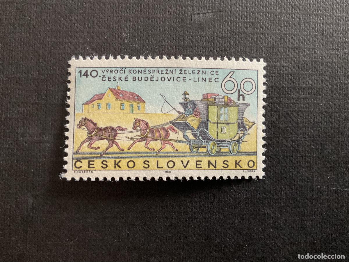 Sellos: CHECOSLOVAQUIA N&ordm; YVERT 1654*** A&Ntilde;O 1968. 140 ANIV. DILIGENCIA CESKE BUDEJOVICE-LIZ,SOBRE VIA FERREA