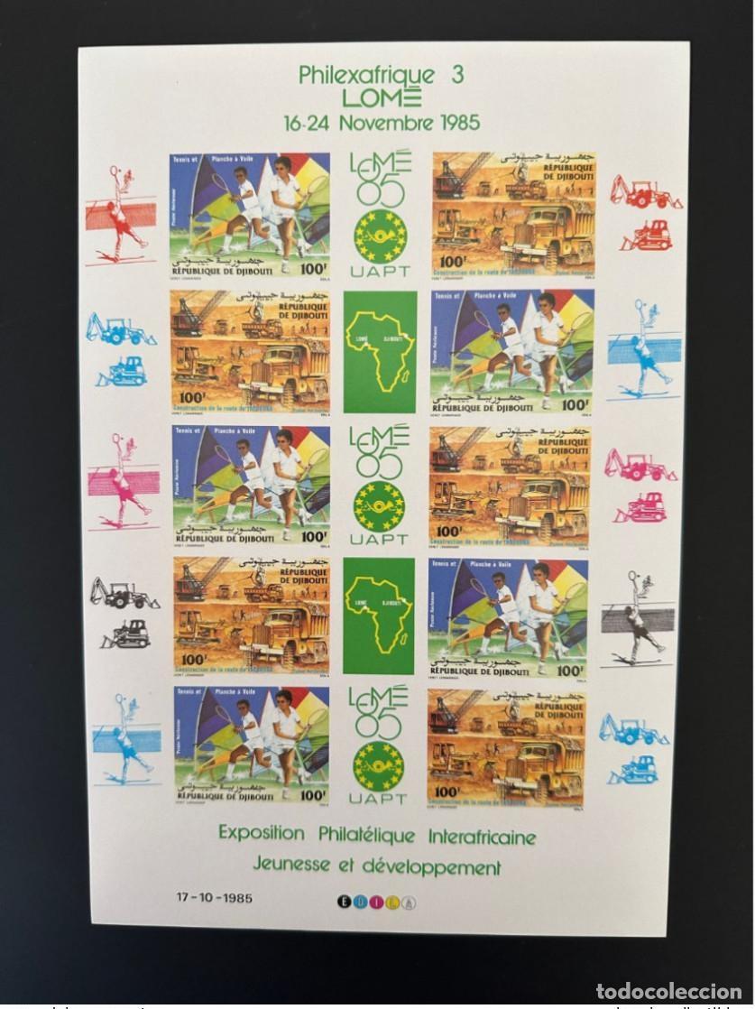Sellos: Yibuti 1985 Mi. 457 - 458 ND Philexafrica Lom&eacute; Tennis velero cami&oacute;n vela