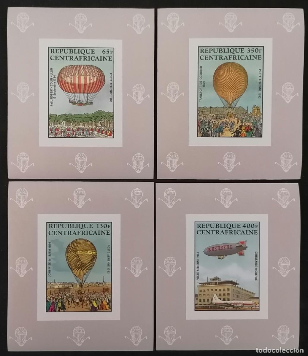 Sellos: CENTRO&Aacute;FRICA 1983 - 4 HB CENTENARIO / GLOBOS .