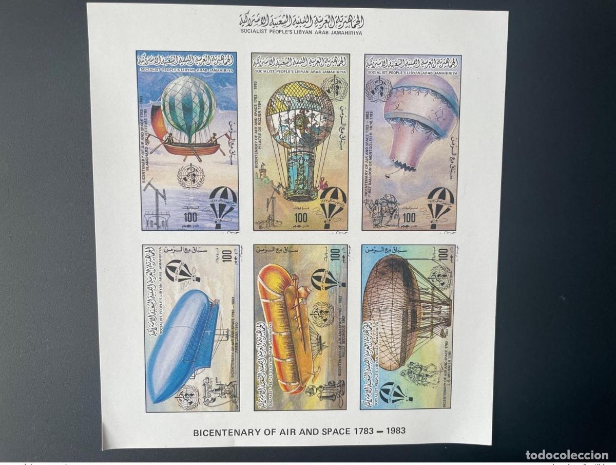 Sellos: Libya 1983 Mi. 1209 - 1217 Impref ND folleto colectivo Air and Space Zeppelin