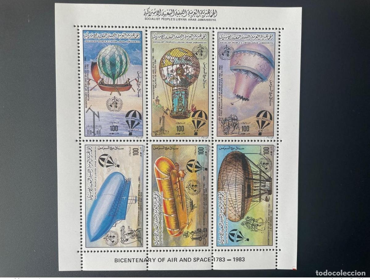 Sellos: Libia 1983 Mi. 1209 - 1217 Ficha colectiva Air and Ballon Zeppelin Space