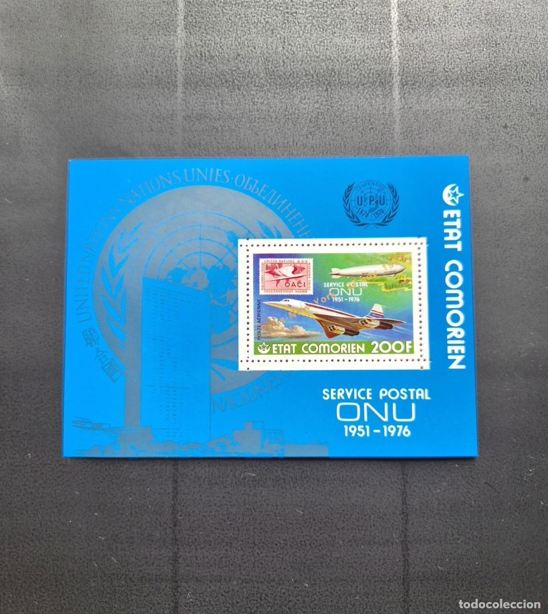 Briefmarken: Comoras 1977 Mi. Bl. 114 Correo ONU UPU Concorde Zeppelin