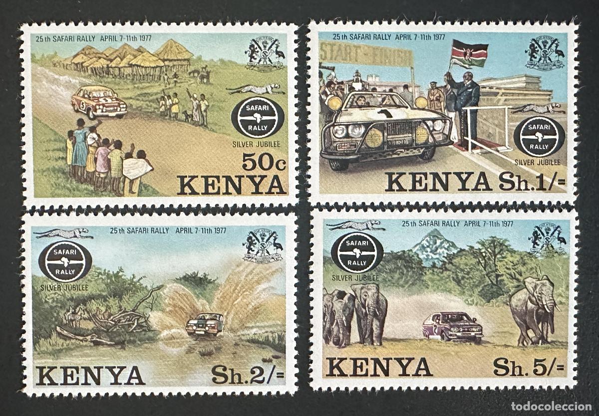 Sellos: Kenia 1977 Mi. 74-77 emisi&oacute;n conjunta Safari Rally jubileo de plata