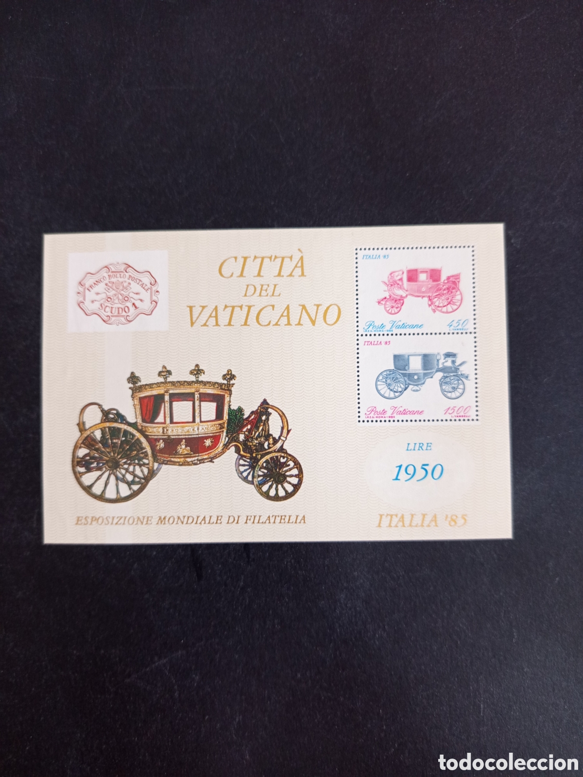 Sellos: Vaticano,1985. Exposici&oacute;n Italia'95. Yv. HB 8. Hoja bloque en nuevo. Pedido m&iacute;nimo 3 &euro;. Ver fotos.