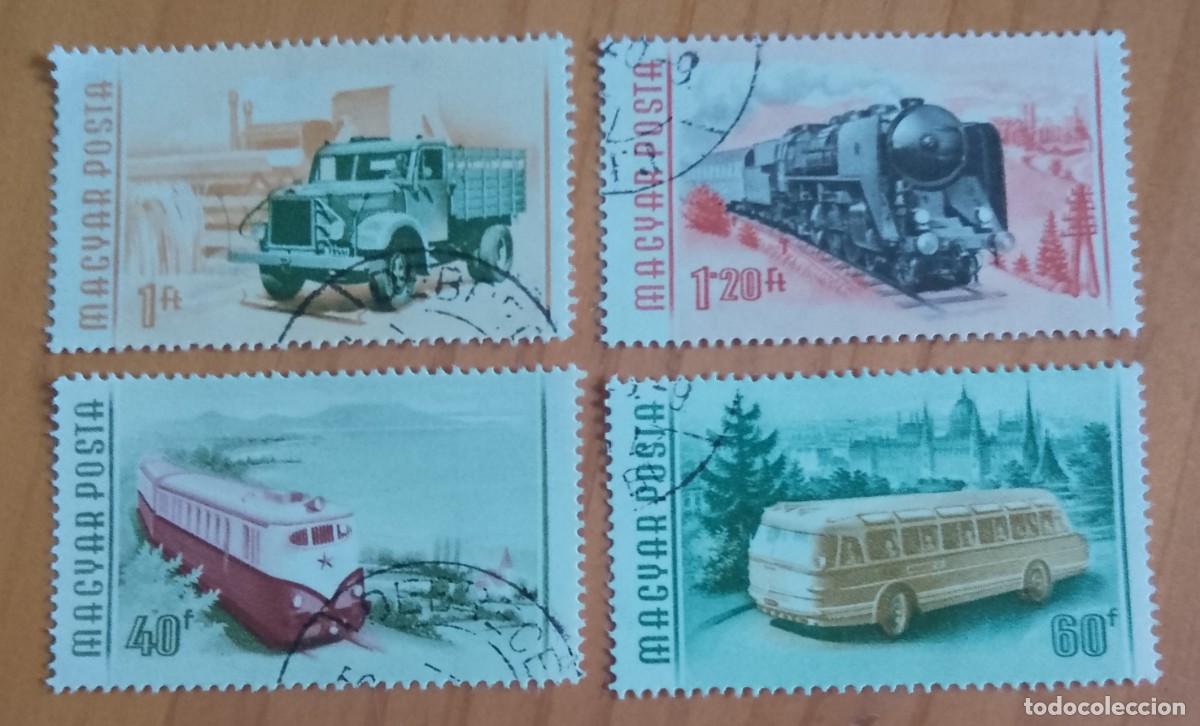 Sellos: HUNGRIA - LOTE CON 4 SELLOS DE HISTORIA DE AUTOMOCI&Oacute;N - VER DESCRIPCI&Oacute;N